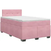 Syfax Lit boxspring avec matelas avec tête de lit rose 120 x 200 cm velours