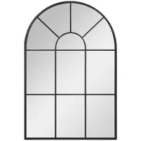 BellaFurn Miroir pour fenêtre avec cadre et barres en métal noir | Couleur : Noir