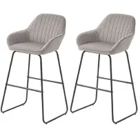 BellaFurn Tabouret de bar 2er-Set – Tabouret de bar en tissu avec pieds en métal | Couleur : Gris