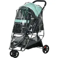 BellaFurn Poussette pliante pour chien avec protection contre la pluie | Couleur : Vert, Noir | Dimensions : 51,5 x 80,5 x 100 cm