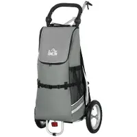 BellaFurn Remorque pour vélo et chariot de courses | Couleur : Gris et argent | Dimensions : 43 x 53 x 110 cm