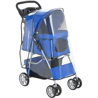 BellaFurn Poussette pour animaux de compagnie, idéale pour les petits chiens et chats jusqu'à 10 kg | Couleur : Bleu | Dimensions : 44 x 77 x 102 cm