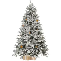 VIVANNO Sapin de Noël en polyéthylène NORDMANN SNOW 180, rond, blanc, aspect naturel - 127 x 180 cm