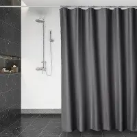 OEM Rideau de douche transparent en polyester, 180 x 200 cm, gris foncé, 12 anneaux