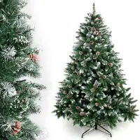 Sonstiges Yorbay Arbre de Noël artificiel 210cm Sapin avec support et véritables pommes de pin pour décoration de Noël réutilisable ( Sapin de Noël avec neige)