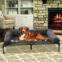 Markenlos Lit pour chien surélevé - Grand lit pour chien (L) - Panier pour chien - Transat - 90x70x28 cm - Adapté pour intérieur et extérieur - Imperméable
