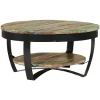 vidaXL Table basse avec étagère Vieux bois massif 65x32 cm