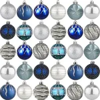 OEM Arbre de Noël en plastique incassable, comprenant 30 décorations de 6 cm, avec des crochets pour être accrochées à l'arbre