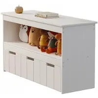 Rebiko Étagère avec bacs et tiroir pour jouets, meuble de rangement pour enfants, blanc