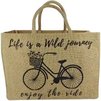 Benza Ibenzoa Grand sac cabas en jute et coton, dimensions 43 x 32 x 18 cm (environ 25 litres) – idéal pour les courses et la plage, avec une anse de 42 cm, produit végan et réutilisable