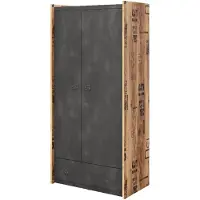 MINIO go for it MINIO, armoire FARGO 2, 2 portes, 1 tiroir – en épicéa alpin/acier brut – 90 cm
