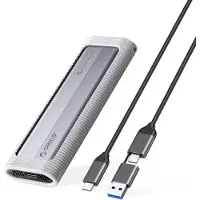 ORICO Boîtier de disque AXM2-G2-V1 M.2 NVME USB-C/USB-A vers USB-C 10 Go/s - gris