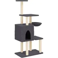 vidaXL Arbre à chat avec colonnes à griffer en sisal Gris foncé 131 cm