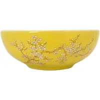 vidaXL Vasque à poser Blanc et Jaune Rond Ø41x14 cm Céramique