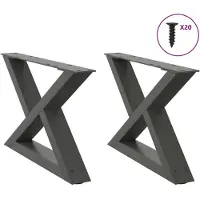 vidaXL Pieds de table basse 2 pcs. Anthracite 50x(30-31,3) cm Acier