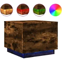 vidaXL Table basse avec lampes LED chêne fumé 50x50x40 cm