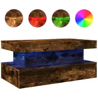 vidaXL Table basse avec lampes LED chêne fumé 90x50x40 cm