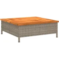 vidaXL Table de jardin Gris 70x70x25 cm Rotin et bois d'acacia
