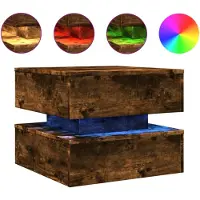 vidaXL Table basse avec lampes LED chêne fumé 50x50x40 cm