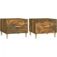 vidaXL Tables basses 2 pcs. Chêne fumé 50x50x40 cm Matériau dérivé du bois