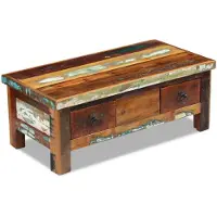 vidaXL Table basse avec tiroirs en vieux bois massif 90x45x35 cm