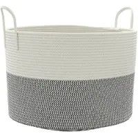 vidaXL Panier de rangement gris et blanc Ø51x33 cm coton
