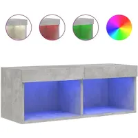 vidaXL Armoire TV avec lampes LED gris béton 80x30x30 cm