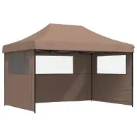 vidaXL Tente de réception pliable Pop-Up avec 3 parties latérales brun