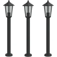 vidaXL Lampes d'allée 3 pcs. noir 80 cm acier inoxydable