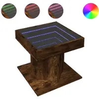 vidaXL Table basse LED chêne fumé 50x50x45 cm bois composite