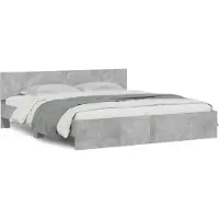 vidaXL Cadre de lit avec tête de lit gris béton 200x200 cm