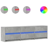 vidaXL Armoire TV avec éclairage LED gris béton 180x34x50 cm