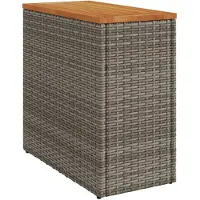 vidaXL Table d'appoint de jardin avec plateau en bois Gris 58x27,5x55 cm Rotin