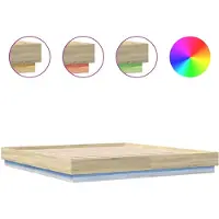 vidaXL Cadre de lit avec LED Chêne Sonoma 200x200 cm