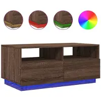 vidaXL Table basse avec lampes LED brun imitation chêne 90x49x40 cm
