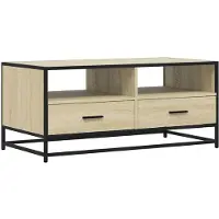 vidaXL Table basse chêne Sonoma 100x50x45 cm bois composite et métal