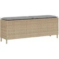 vidaXL Banc de jardin avec coussins Beige 110x30x40,5 cm Poly rotin