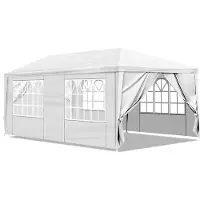 Sonstiges Pavillon de jardin 3x3 mètres, imperméable, avec 4 parois, de couleur blanche. Idéal pour les fêtes, le jardin, les activités de plein air et le camping