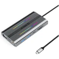 ORICO Station d'accueil XCR 12-en-1 RGB USB-C, avec 3 ports USB-A, port USB-C PD, port HDMI 100W, et port VGA 4K