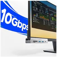 ORICO Hub USB-C avec fixation par serrage pour écran | 5-en-1 ports | USB-A 3.2, USB-C 3.2, lecteur de cartes SD/TF | Optimisation du travail & Design Premium