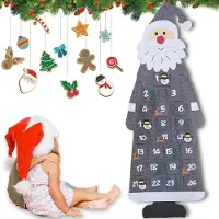 Sonstiges Calendrier de l'Avent en feutre, motif Père Noël, à remplir, 24 jours, couleur gris, dimensions 115 x 44 cm