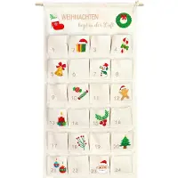 Sonstiges Calendrier de l'Avent à remplir, en tissu, 100 x 50 cm, couleur beige, avec 24 poches, réutilisable