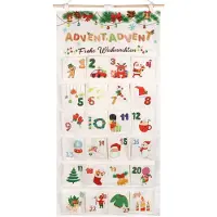 Sonstiges Calendrier de l'Avent à remplir, avec 24 petits sacs en tissu, réutilisable, dimensions 100 x 49 cm, en toile