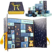Sonstiges Calendrier de l'Avent à remplir, 24 boîtes, calendrier de Noël fait maison, boîtes à bonbons, boîte de rangement, couleur bleue, dimensions : 33x30x8 cm