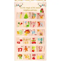 Sonstiges Calendrier de l'Avent en tissu, à remplir, pour 2026, comprenant 24 petits sacs en tissu, à suspendre, réutilisable, dimensions : 66 x 130 cm