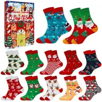 Sonstiges Calendrier de l'Avent pour chaussettes, édition 2026, comprenant 12 paires de chaussettes de Noël, en coton, pour adultes et adolescents