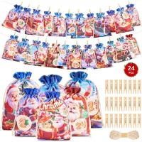 Sonstiges Calendrier de l'Avent à remplir, avec 24 pochettes. Calendrier de Noël fait maison. Deux tailles. Tissu polyester-toile. Année : 2026