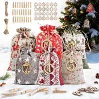 Sonstiges Calendrier de l'Avent à remplir pour 2026, comprenant 24 petits sacs en tissu de deux tailles différentes, sacs en jute pour Noël, idéaux pour les enfants