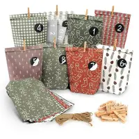 Sonstiges Calendrier de l'Avent à remplir, ensemble comprenant 8 motifs, une corde en jute et des pinces en bois