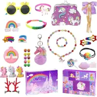 Sonstiges Calendrier de l'Avent 2026 pour filles : licorne avec accessoires pour cheveux, bracelets, portefeuille, à partir de 4 ans